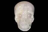 Realistic, Polished Brazilian Rose Quartz Crystal Skull #151079-1